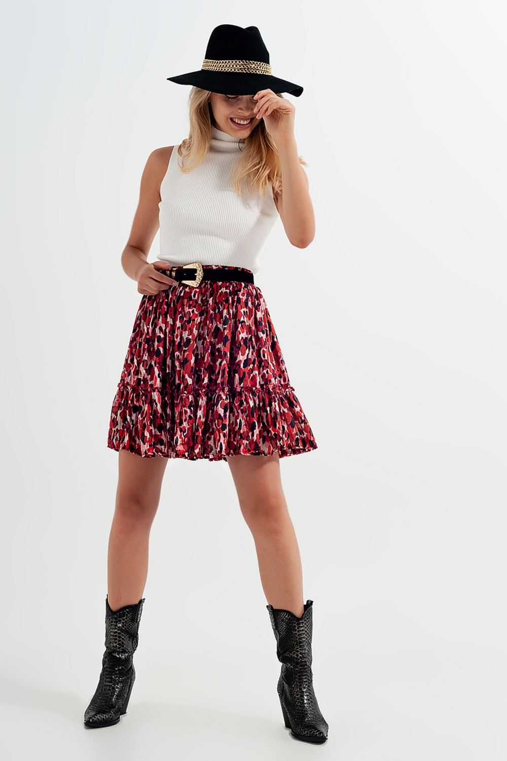 Knitted High Neck Top in Cream