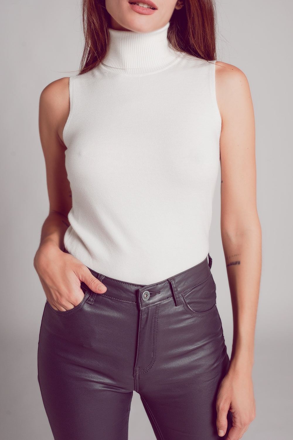 Knitted Tank Jumper in Cream