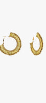 Medium Hoops With Beaded Details in Gold