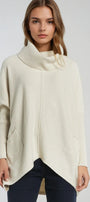Oversized Beige Sweater With Front Pockets