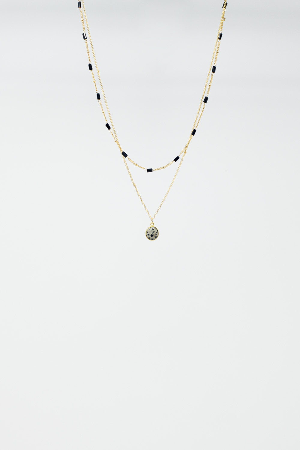 2-in-1 Short Gold Beaded Necklace