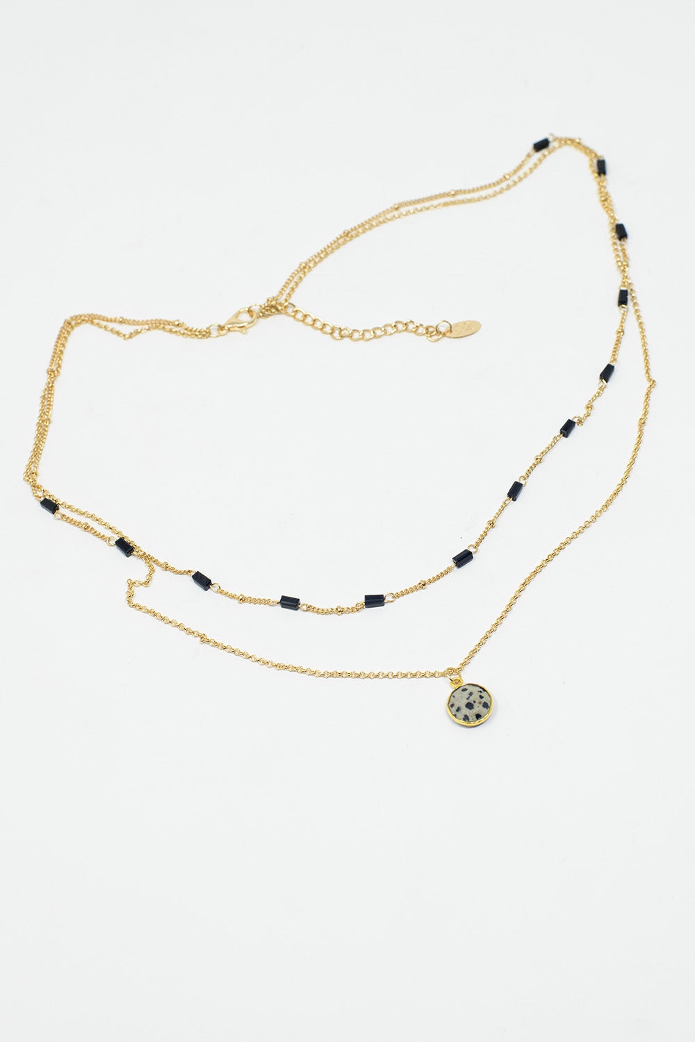 2-in-1 Short Gold Beaded Necklace