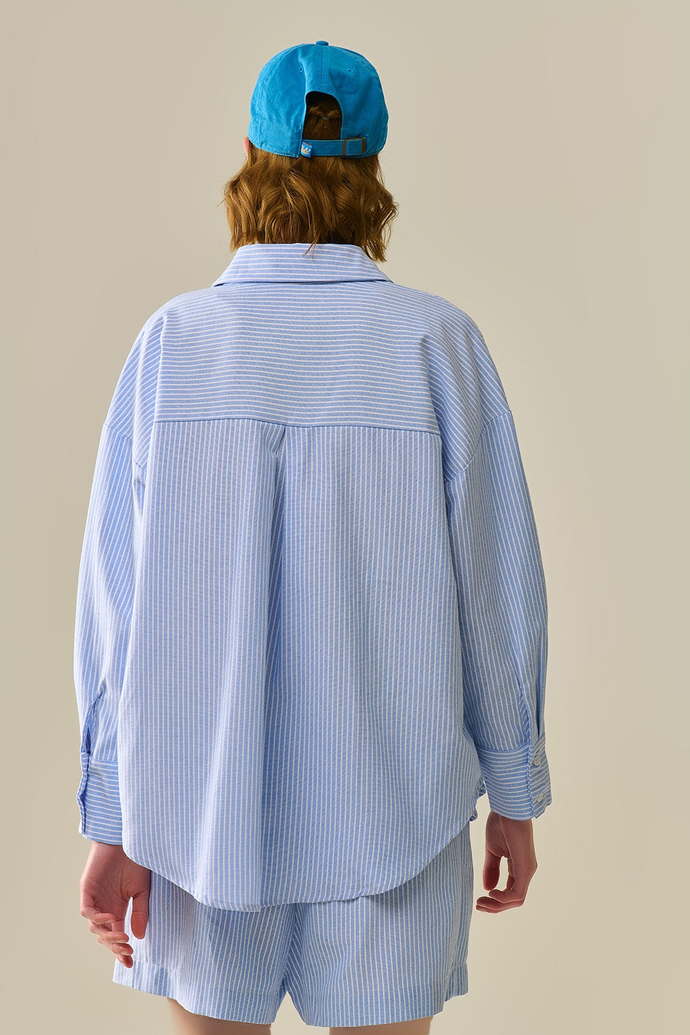 White Striped Buttoned Shirt in Blue