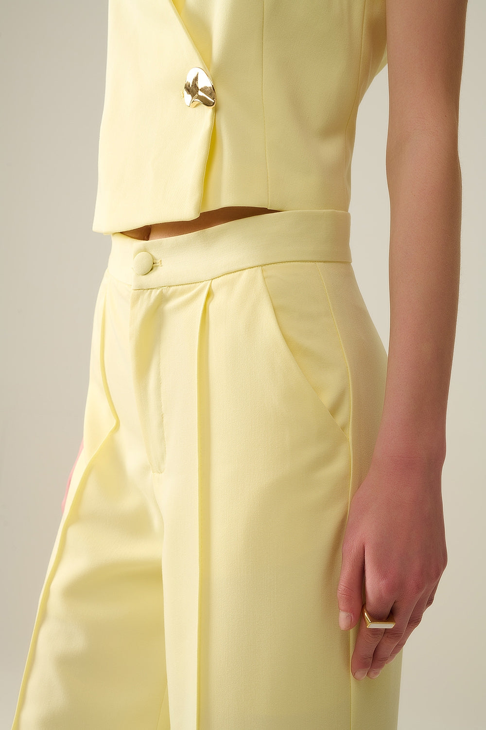 Wide Leg Tailored Pants in Yellow